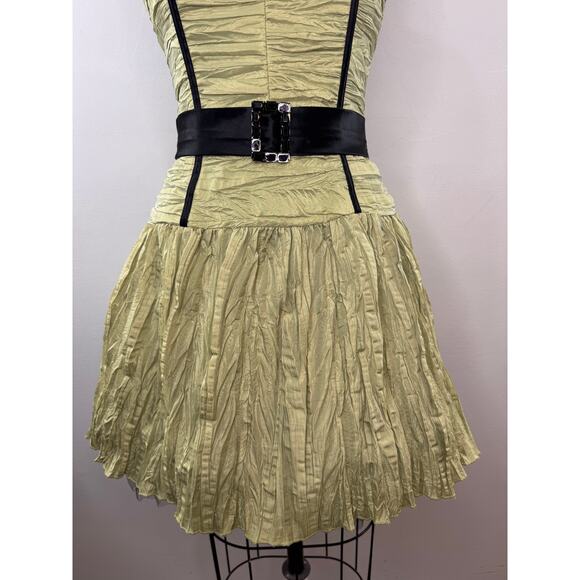 Vintage Jessica McClintock Gunne Sax Green Prom Dress Crinkled Tulle Size 7 USA - Picture 3 of 9